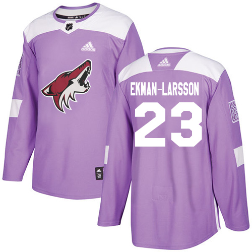 Adidas Coyotes #23 Oliver Ekman-Larsson Purple Authentic Fights Cancer Stitched NHL Jersey - Click Image to Close